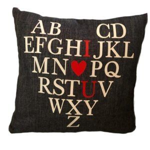 I♡U Alphabet Valentines Throw Pillow Case